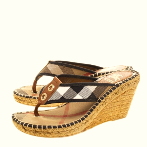 Burberry Shoes - Burberry Nova Check Thong Espadrille Wedge Sandal Shoe EU 41 US 10 8.5 9